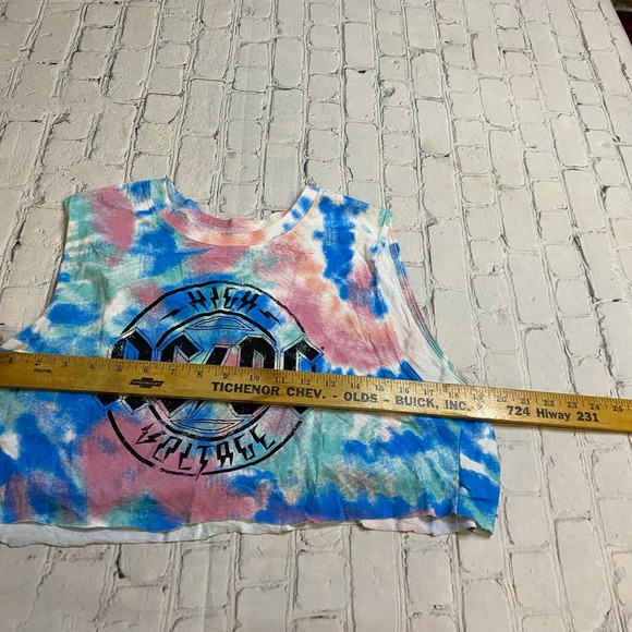 Women’s tie dye AC/DC crop top rock ‘n’ roll concert M tank top punk rave hippie - Picture 4 of 6